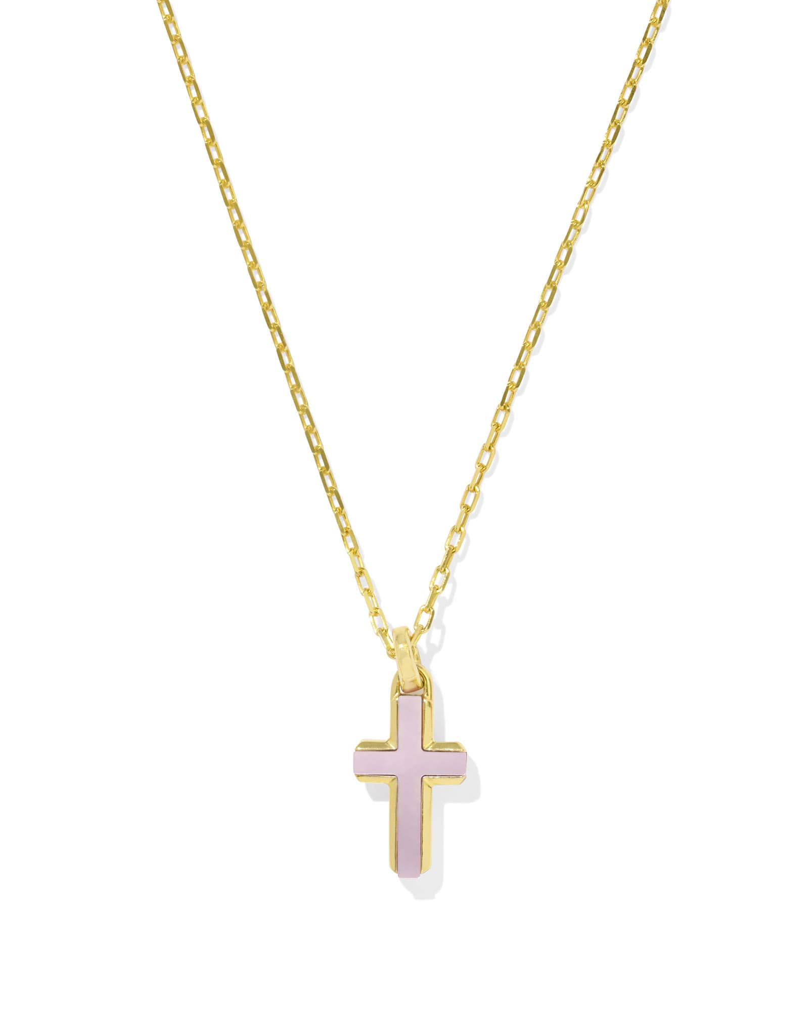Kendra Scott Cross 18k Gold Vermeil Stone Pendant Necklace in Blush Ivory Mother-of-Pearl | Mother Of Pearl